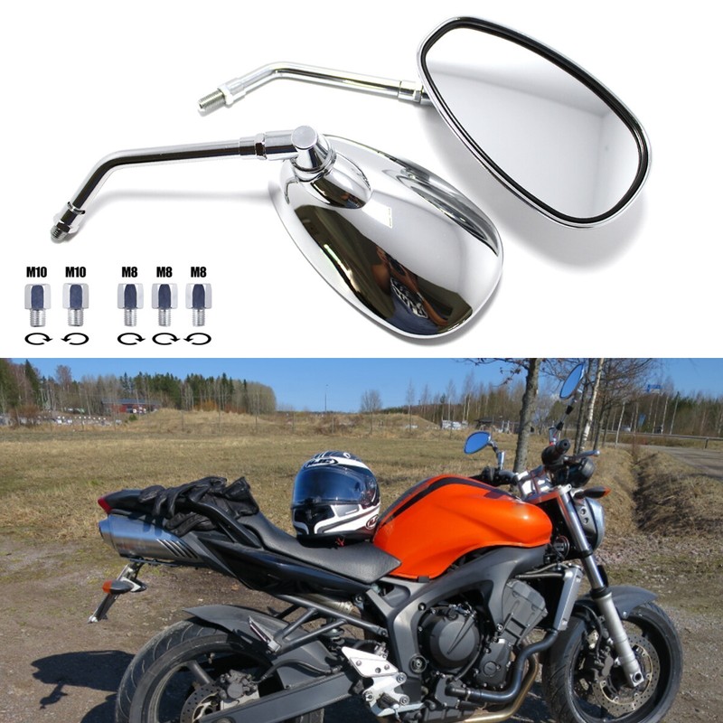 Motorcycle Side Mirrors Chrome Rearview For Yamaha FZ1 FZ6 FZ8 FZ07 FZ