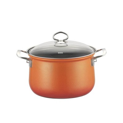 Riess Fleischtopf hoch mit Glasdeckel Ø20cm 3,5 Liter Emaille Nouvelle Corall