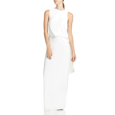 Женское асимметричное драпированное вечернее вечернее платье цвета слоновой кости Halston 2 BHFO 6148
