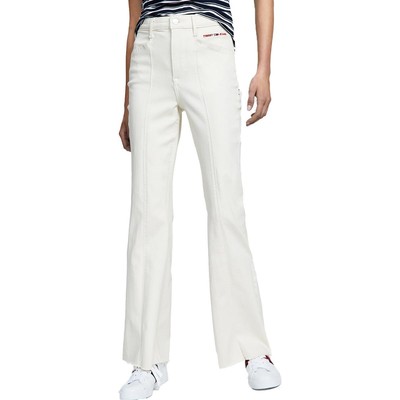 Женские расклешенные джинсы Tommy Jeans цвета слоновой кости с высокой посадкой и необработанным низом 30 BHFO 7726