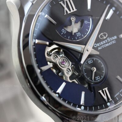 Pre-owned Orient Star Rk-av0b03b Layered Skeleton Mechanical Automatic Watch Navy Dial