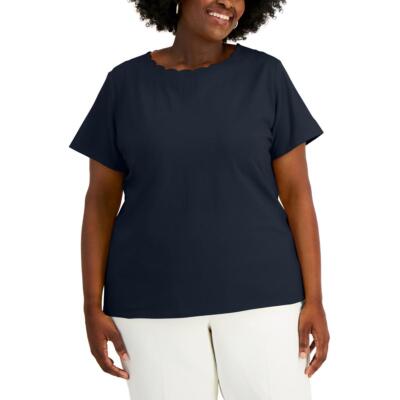 

Женская футболка Anne Klein с зубчатым коротким рукавом, топ плюс BHFO 9235