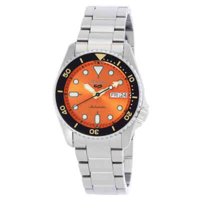 Pre-owned Seiko 5 Automatic Orange Dial Unisex Watch Srpk35