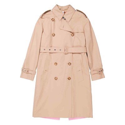 Pre-owned Burberry Soft Fawn Cotton Twill Cape Detail Trench Coat, Brand Size 6 (us Sz.4) In Check Description