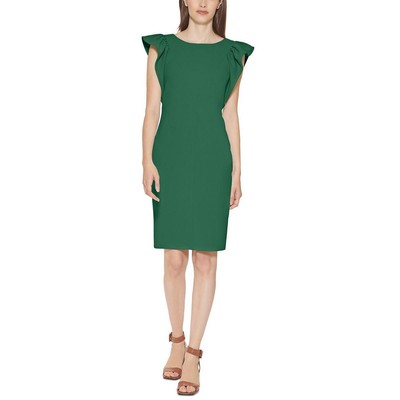 

Женское зеленое мини-платье-футляр с развевающимися рукавами Calvin Klein Scuba  BHFO 9936, Meadow