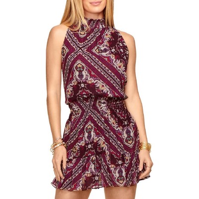 Женское шифоновое платье-клеш с принтом Chrissie Purple от Ramy Brook, M BHFO 7991