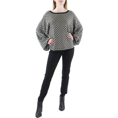 Max Studio Womens Black Geometric Bishop Sleeve Pullover Sweater XL BHFO 6103