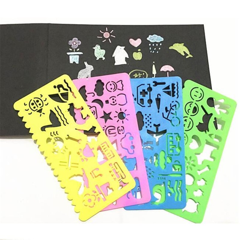 4pcs children diy art drawing stencils picture painting template kit