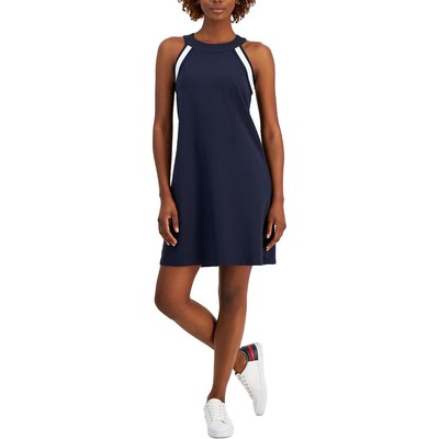 Tommy Hilfiger Womens Navy Contrast Trim Casual Sporty Shift Dress S BHFO 3618