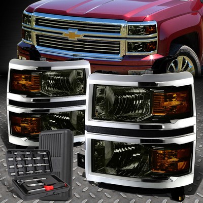 ДЛЯ 14-15 CHEVY SILVERADO 1500 ДЫМЧАТЫЙ КОРПУС, ЯНТАРНЫЕ УГЛОВЫЕ ФАРЫ + НАБОР ИНСТРУМЕНТОВ