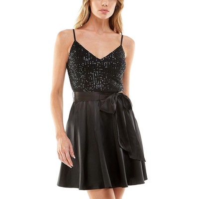 Женское черное платье для коктейлей и вечеринок с блестками B. Darlin Juniors 11/12 BHFO 6101