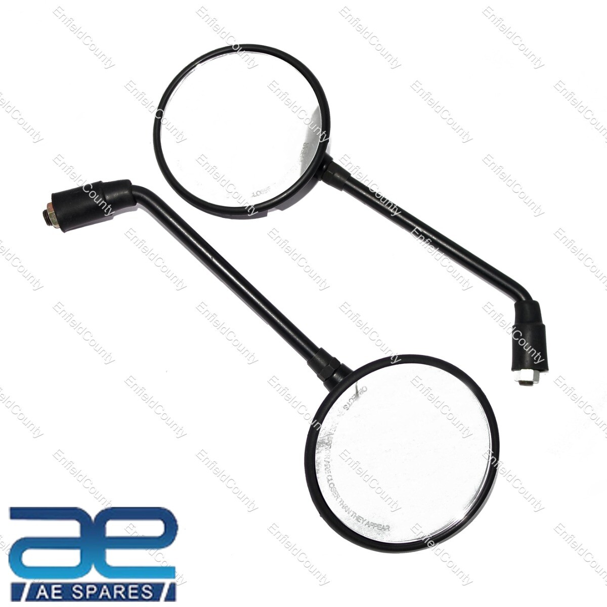 FOR ROYAL ENFIELD BULLET CLASSIC 350 500cc SIDE REAR MIRROR SET MATT BLACK  