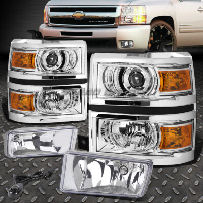 ХРОМИРОВАННАЯ ФАРА ПРОЕКТОРА HALO С ЖЕЛТЫМ СИГНАЛОМ + ПРОЗРАЧНАЯ ПРОТИВОТУМАННАЯ ФАРА ДЛЯ 14-15 SILVERADO