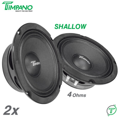 2x Timpano 6.5'' Shallow Midrange Speaker Pro Audio 1000W 4 Ohm TPT-MR6-4 PRO