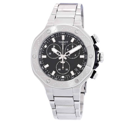 Мужские часы Tissot T-Race с хронографом и черным циферблатом T141.417.11.051.01