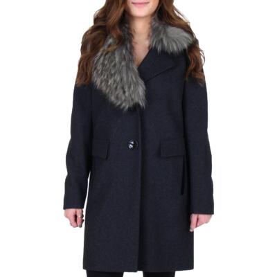 

Женское полушерстяное пальто с асимметричной отделкой из искусственного меха Sam Edelman средней длины, Grey, 19250