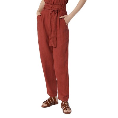 

Женские красные льняные дневные брюки Joie с поясом  BHFO 6941, Burnt henna, 889PT02253