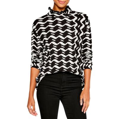 

Женский черный пуловер с воротником-стойкой Nic + Zoe с животным принтом, рубашка,  BHFO 4174, Black multi