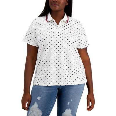 

Женская белая вязаная рубашка-поло с воротником Tommy Hilfiger Diana Plus  BHFO 2779, Bright white/sky captain