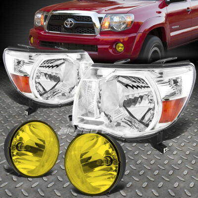 ФАРЫ С ПРОЗРАЧНЫМ ХРОМИРОВАННЫМ КОРПУСОМ + ПРОТИВОТУМАННЫЕ ФАРЫ/ФАРЫ ДАЛЬНЕГО СВЕТА ЯНТАРНОГО ЦВЕТА + ПЕРЕКЛЮЧАТЕЛЬ ДЛЯ 05-11 TACOMA