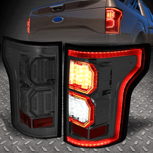 [3D CRYSTAL LED] ДЛЯ 15-17 FORD F150 ЗАДНИЙ ФОНАРЬ С ДЫМЧАТЫМИ ЛИНЗАМИ, ТОРМОЗНОЙ СТОЯНОЧНЫЙ ФОНАРЬ