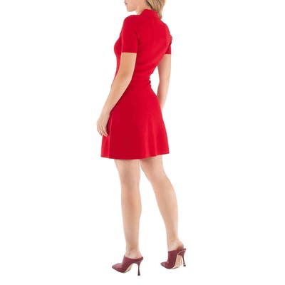 Pre-owned Michael Kors Short-sleeved Logo Zip Dress, Size Small In Red