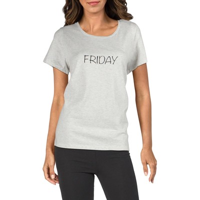 

Женская футболка для сна Hue Friday Grey из джерси с круглым вырезом и рисунком  BHFO 8365, Whitesand heather