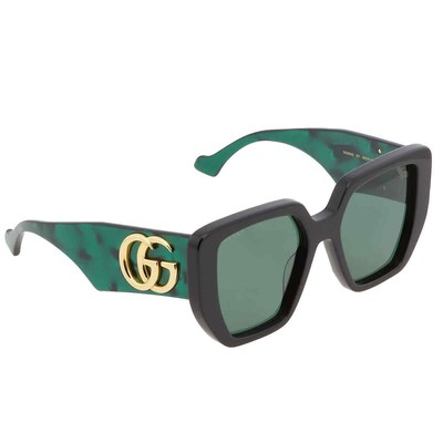 Pre-owned Gucci Green Geometric Ladies Sunglasses Gg0956s 001 54 Gg0956s 001 54