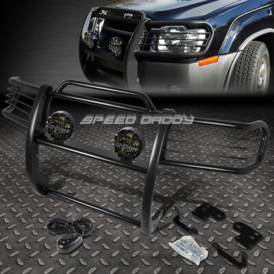 ЧЕРНАЯ ЩЕТОЧНАЯ РЕШЕТКА РАДИАТОРА + КРУГЛАЯ ДЫМЧАТАЯ ПРОТИВОТУМАННАЯ ФАРА ДЛЯ 98-00 NISSAN FRONTIER/XTERRA