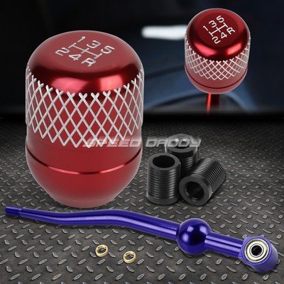 СИНИЙ АЛЮМИНИЕВЫЙ ПЕРЕКЛЮЧАТЕЛЬ ПЕРЕДАЧ С ДВОЙНЫМ ИЗГИБОМ И КРАСНОЙ 5-СТУПЕНЧАТОЙ СЕТЧАТОЙ РУЧКОЙ ДЛЯ EK/ EJ / EG/ DC