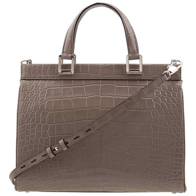 Pre-owned Gucci Grey Zumi Medium Top Handle Bag In Crocodile Effect 564714 Ev40x 1275