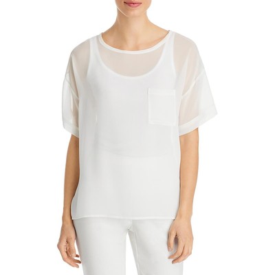 Женская белая шифоновая футболка с карманом BASICS Top S BHFO 6097