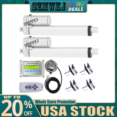 LCD Dual Axis Solar Panel Tracking Tracker &2PCS 8'' Linear Actuators &Controller