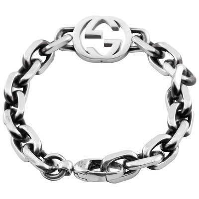 Pre-owned Gucci Interlocking Bracelet In Silver