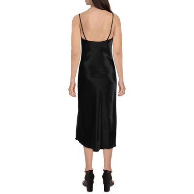 

Женское черное атласное платье-комбинация миди Bebe  BHFO 1008, Черный