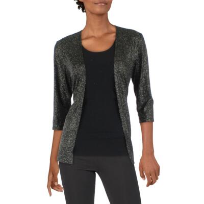 Lauren M. Womens Gold Sparkle Layered Cardigan Pullover Top Petites PM BHFO 6751