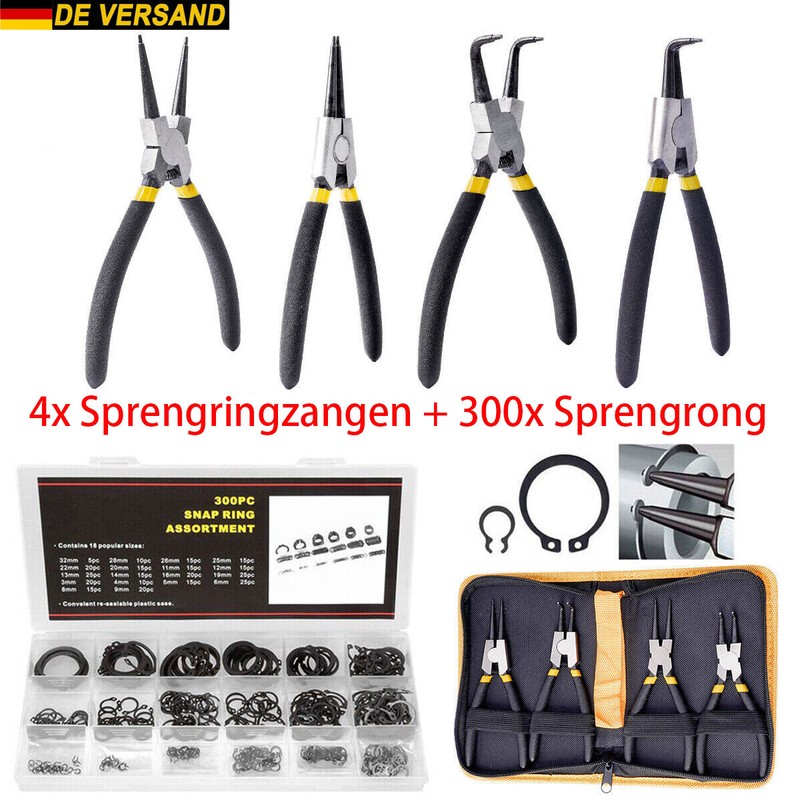 4tlg Sprengringzangen Zange Sprengringzange Seegeringzangen &300x Sprengring Set