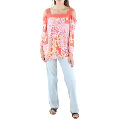 

Женская блузка-пуловер с оранжевым пуловером JM Collection Medallion Garden  BHFO 6338, Starfish combo