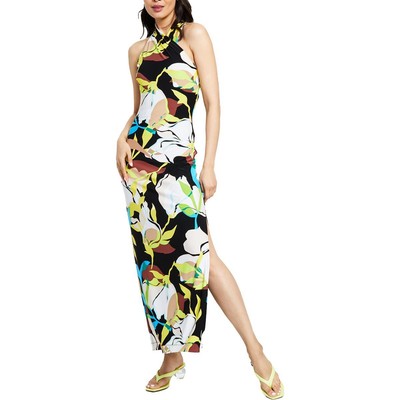 Женское черное длинное платье макси на бретелях с принтом Rachel Rachel Roy M BHFO 1360