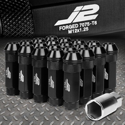 J2 ENGINEERING 7075 АЛЮМИНИЙ M12X1.25 20ШТ 70 ММ ГАЙКА С ОТКРЫТЫМ НАКОНЕЧНИКОМ с АДАПТЕРОМ ЧЕРНОГО ЦВЕТА
