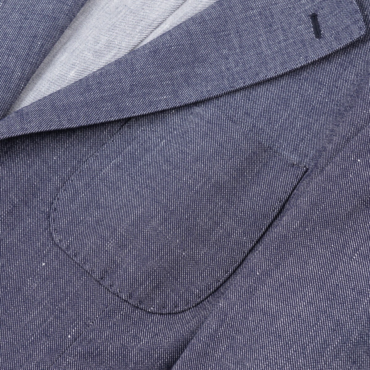 Pre-owned Luigi Borrelli Unlined Chambray Suit With Drawstring Jogger Pants 40r (eu50) In Blue