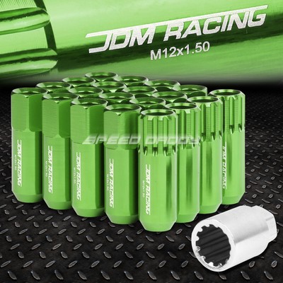 ЗЕЛЕНЫЙ АЛЮМИНИЕВЫЙ ШЛИЦЕВОЙ НАКОНЕЧНИК С ОТКРЫТЫМ КОНЦОМ, 16 ВЫСТУПОВ + 4 СТОПОРНЫЕ ГАЙКИ + КЛЮЧ M12X1,5, ДИАМЕТР 60 ММ 20 ММ