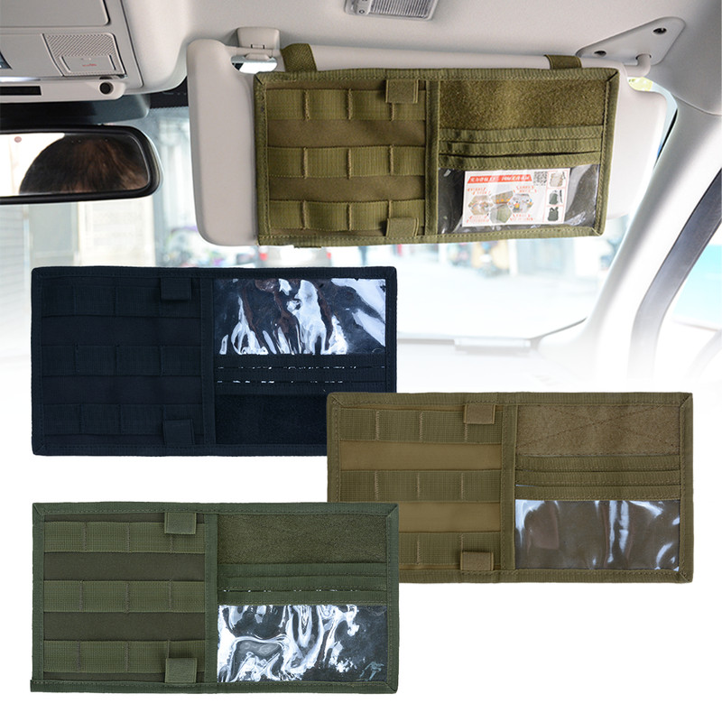 Tactical Nylon Vehicle Visor Panel Storage Holder Pouch Bag for
