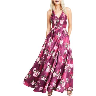 

City Studio Womens Halter Maxi Formal Evening Dress Gown BHFO 6253, Wine pink