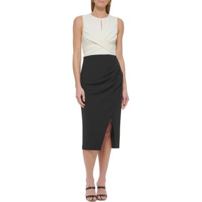 Женское платье DKNY с боковым разрезом и рюшами с замочной скважиной для работы BHFO 2988
