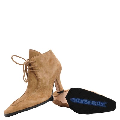 Pre-owned Burberry Ladies 60mm Storm Suede Lace-up Booties