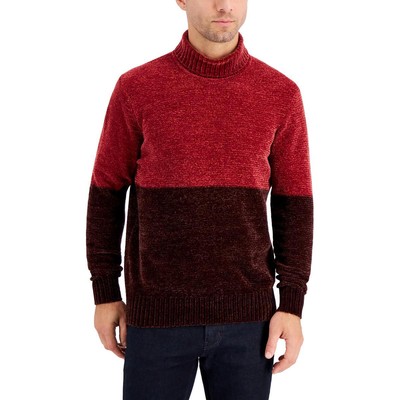 Мужской свитер с высоким воротом Alfani Equator Red из синели с цветными блоками S BHFO 5929