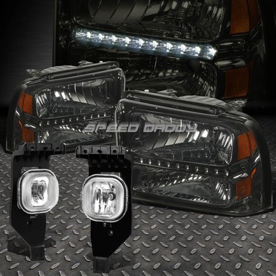 СВЕТОДИОДНАЯ ФАРА С ДЫМЧАТЫМИ ЛИНЗАМИ DRL + ПРОЗРАЧНАЯ ПРОТИВОТУМАННАЯ ФАРА ДЛЯ 05-07 FORD SUPER DUTY