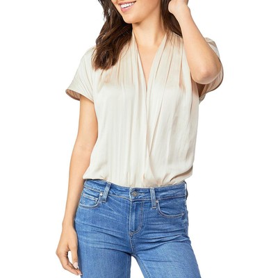 

Женское атласное плиссированное боди цвета слоновой кости Paige  BHFO 4507, Ecru