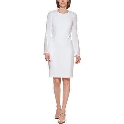 

Коктейльное платье-футляр Calvin Klein Womens цвета слоновой кости с рукавами из шифона  BHFO 4200, Cream